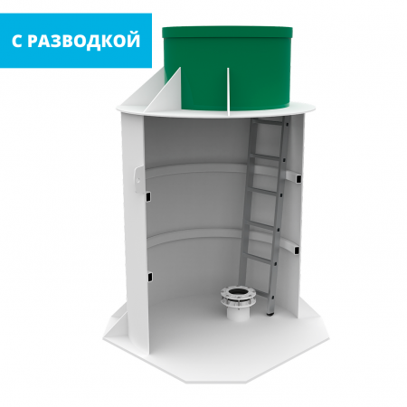 Кессон VODOS GRAY TYPE 1 (125-140) С РАЗВОДКОЙ, с гильзой, лестницей + крышка утеплитель (DxH мм, 960х2000)